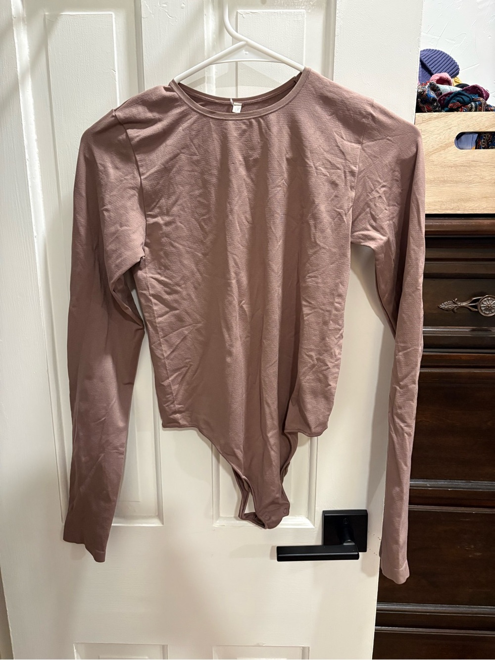 Aritzia Long Sleeve Mauve Thong Bodysuit Top - Women